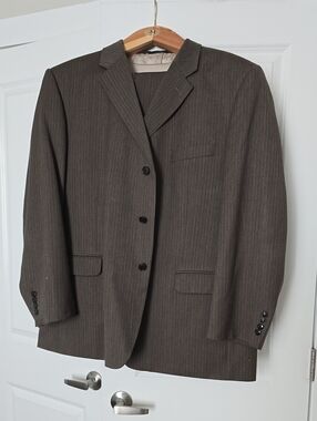 Men's Brown Pinstripe Suit Jacket - Classic Tailored Blazer